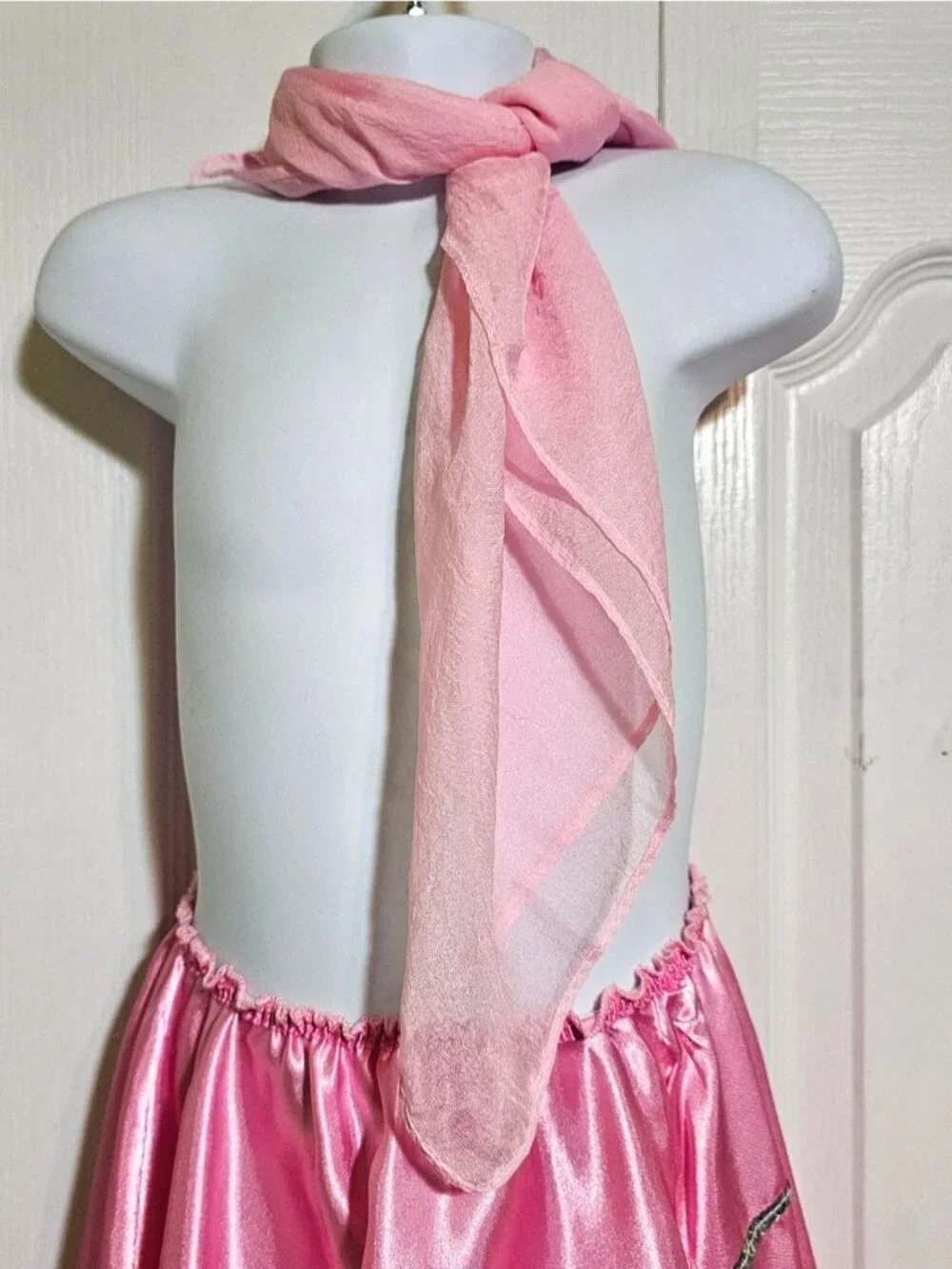 Poodle Skirt Costume Girls S/M 50s Sock Hop Glasses Scarf Halloween Pink Satin